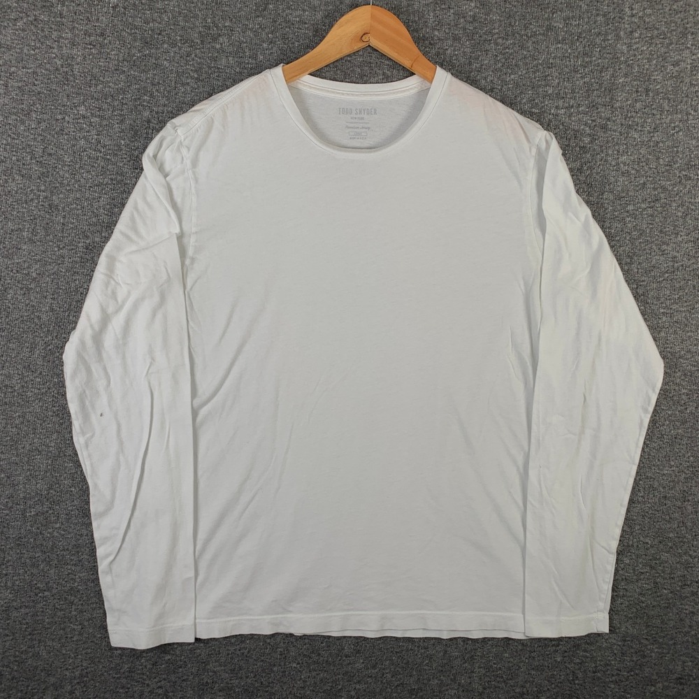 Todd Snyder T Shirt Men Large White Long Sleeve Cotton